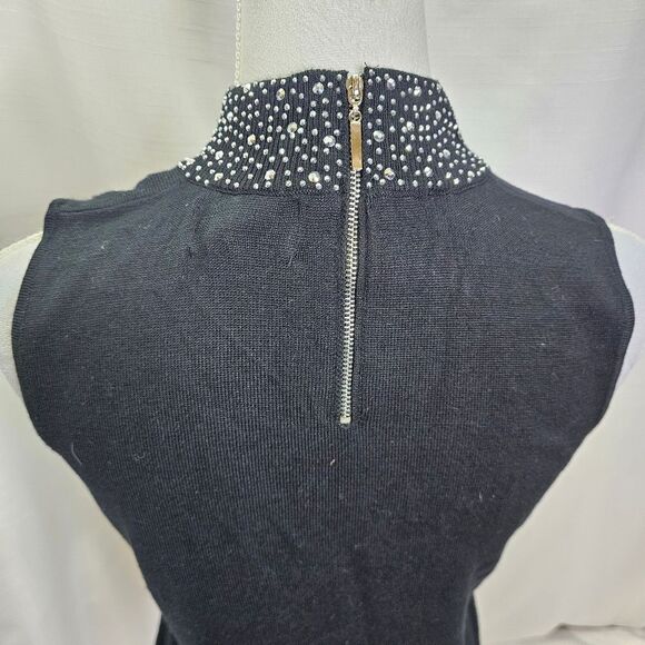 Premise Black Beaded Mock Neck Sleeveless Top Size Small - Picture 5 of 10